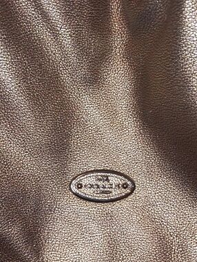Coach Metallic Bronze Leather Tote with Oval Logo Plaque